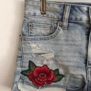 American Eagle Roses Jean Short Shorts Ripped Size 2